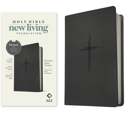 NLT Premium Value Thinline Bible, Filament Enabled (Leatherlike, Trinity Cross Black)