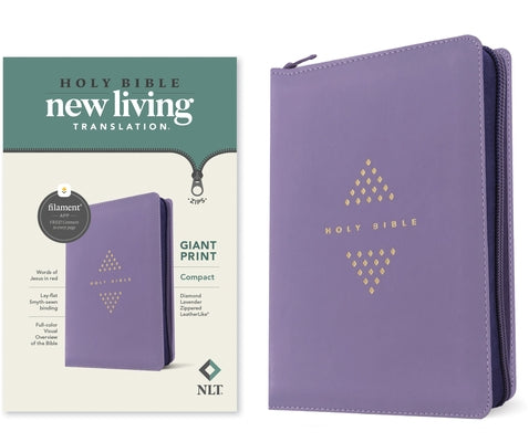 NLT Compact Giant Print Zipper Bible, Filament Enabled (Leatherlike, Diamond Lavender, Red Letter) by New Living Translation